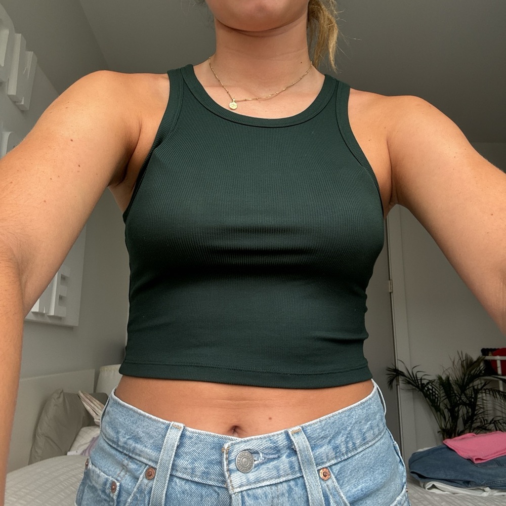 Aritzia Forest Green Ribbed Tank Top